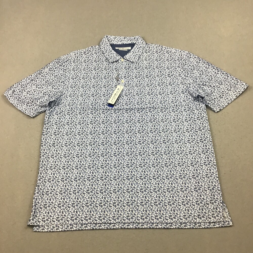 Carnoustie Tech Shirt Men 2XL Blue Floral Performance Golf Polo XXL *